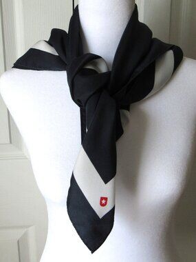 Navy Blue Red White STAR Tab Emblem SCARF 100% Polyester Elegant Nautical